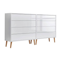MID.YOU ŠIROKÁ KOMODA, bílá, vysoce lesklá bílá, 158/86/33 cm