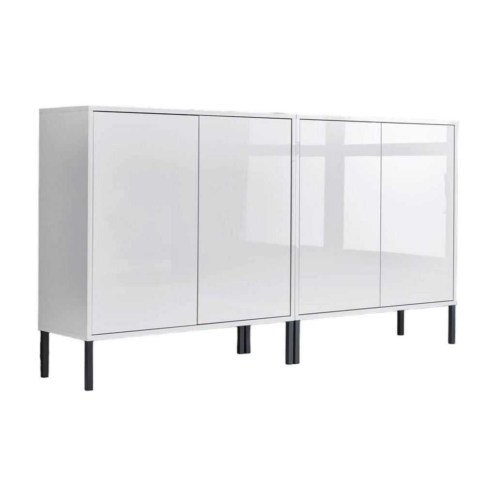 MID.YOU ŠIROKÁ KOMODA, bílá, vysoce lesklá bílá, 158/86/33 cm