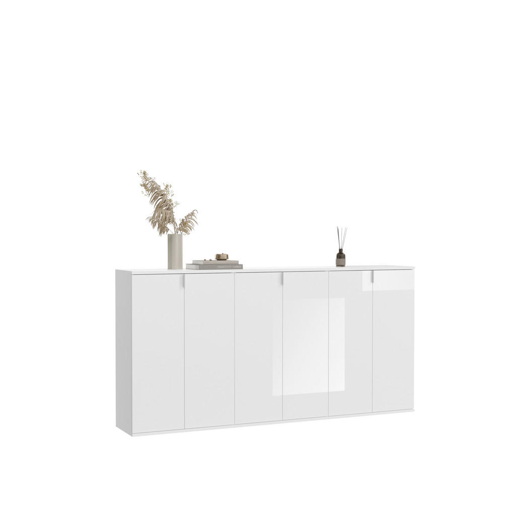 MID.YOU ŠIROKÁ KOMODA, vysoce lesklá bílá,