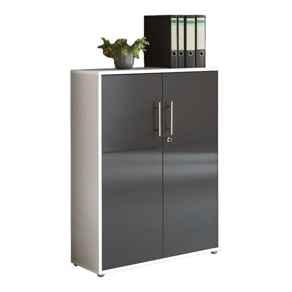 MID.YOU SKŘÍŇ NA ŠANONY, bílá, vysoce lesklá antracitová, 84,4/113,6/33 cm