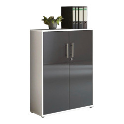 MID.YOU SKŘÍŇ NA ŠANONY, bílá, vysoce lesklá antracitová, 84,4/113,6/33 cm