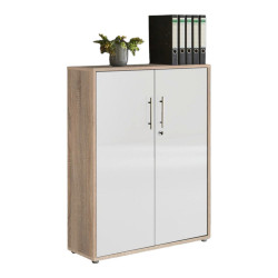 MID.YOU SKŘÍŇ NA ŠANONY, Sonoma dub, vysoce lesklá bílá, 84,4/113,6/33 cm