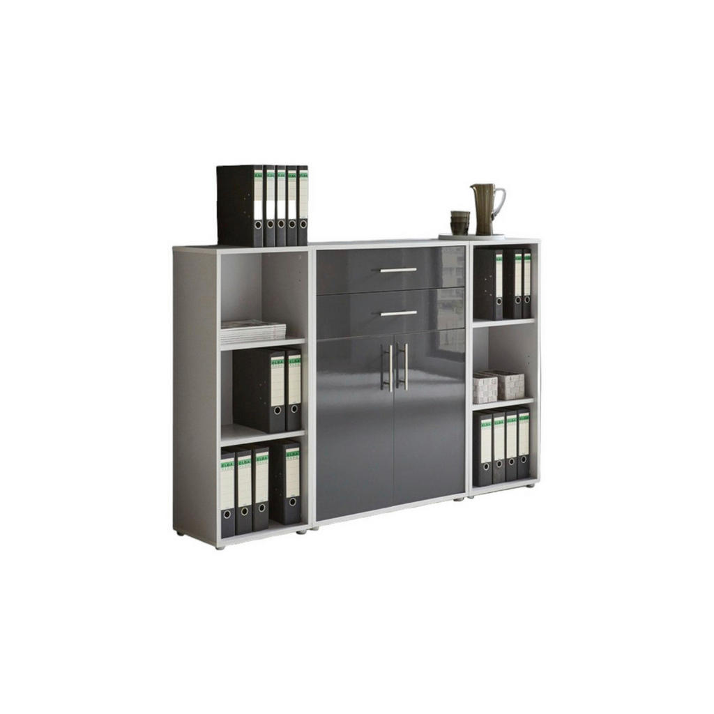 MID.YOU SKŘÍŇ NA ŠANONY, šedá, vysoce lesklá antracitová, 172,6/113,6/33 cm