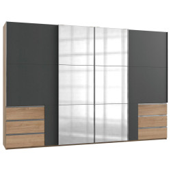 MID.YOU SKŘÍŇ S POSOUVACÍMI DVEŘMI, barvy grafitu, barvy dubu, 350/236/65 cm