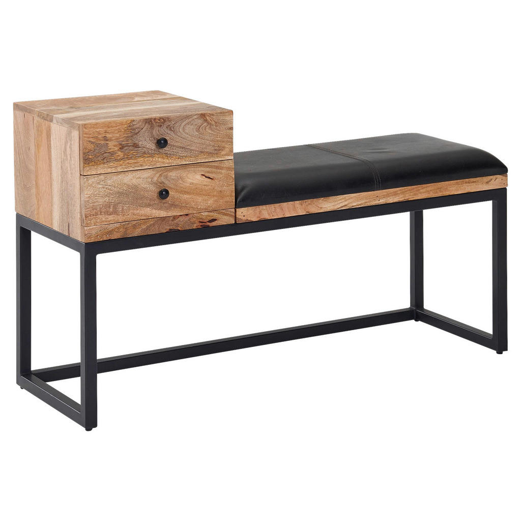 MID.YOU TABURETOVÁ LAVICE, černá, mangové dřevo, 100/60/35 cm