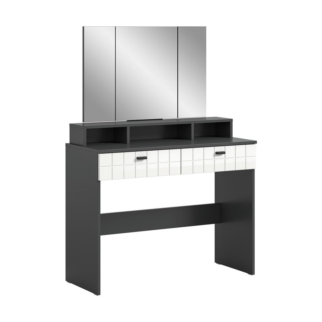 MID.YOU TOALETNÍ STOLEK, antracitová, barvy stříbra, vysoce lesklá bílá, 100/142/42 cm