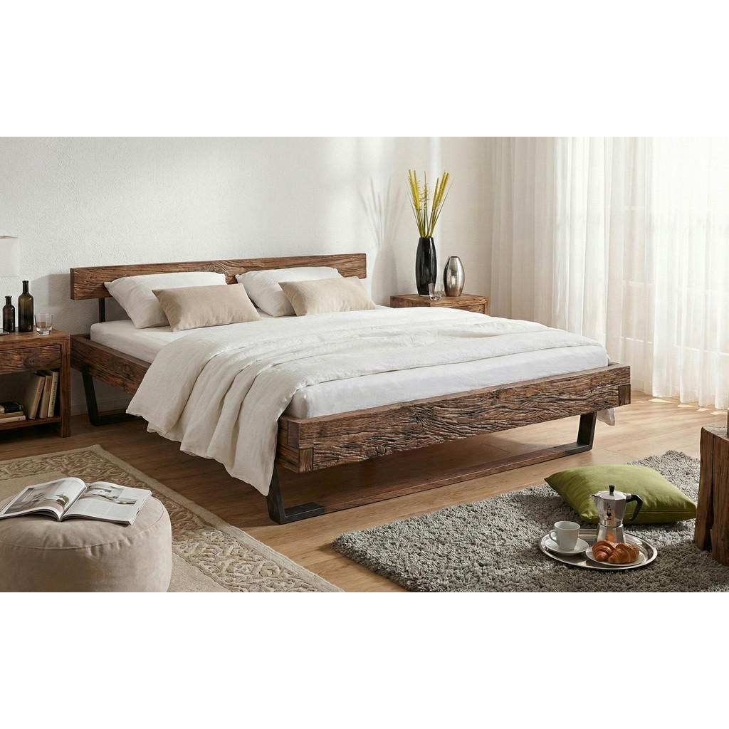 MID.YOU TRÁMOVÁ POSTEL, 180/200 cm, hnědá, černá