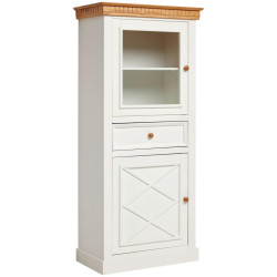 MID.YOU VITRÍNA, borovice, bílá, přírodní barvy, 79/177/42 cm