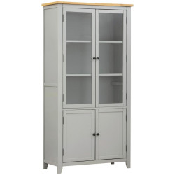 MID.YOU VITRÍNA, dub, borovice, šedá, čiré, přírodní barvy, 100/195/43 cm