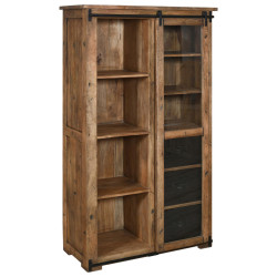 MID.YOU VITRÍNA, mangové dřevo, antracitová, přírodní barvy, 100/175/45 cm