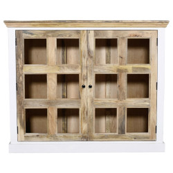 MID.YOU VITRÍNA, mangové dřevo, přírodní barvy, černá, bílá, 140/115/40 cm