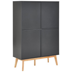 MID.YOU VYSOKÁ KOMODA, kaučukové dřevo, šedá, přírodní barvy, 100/149/40 cm