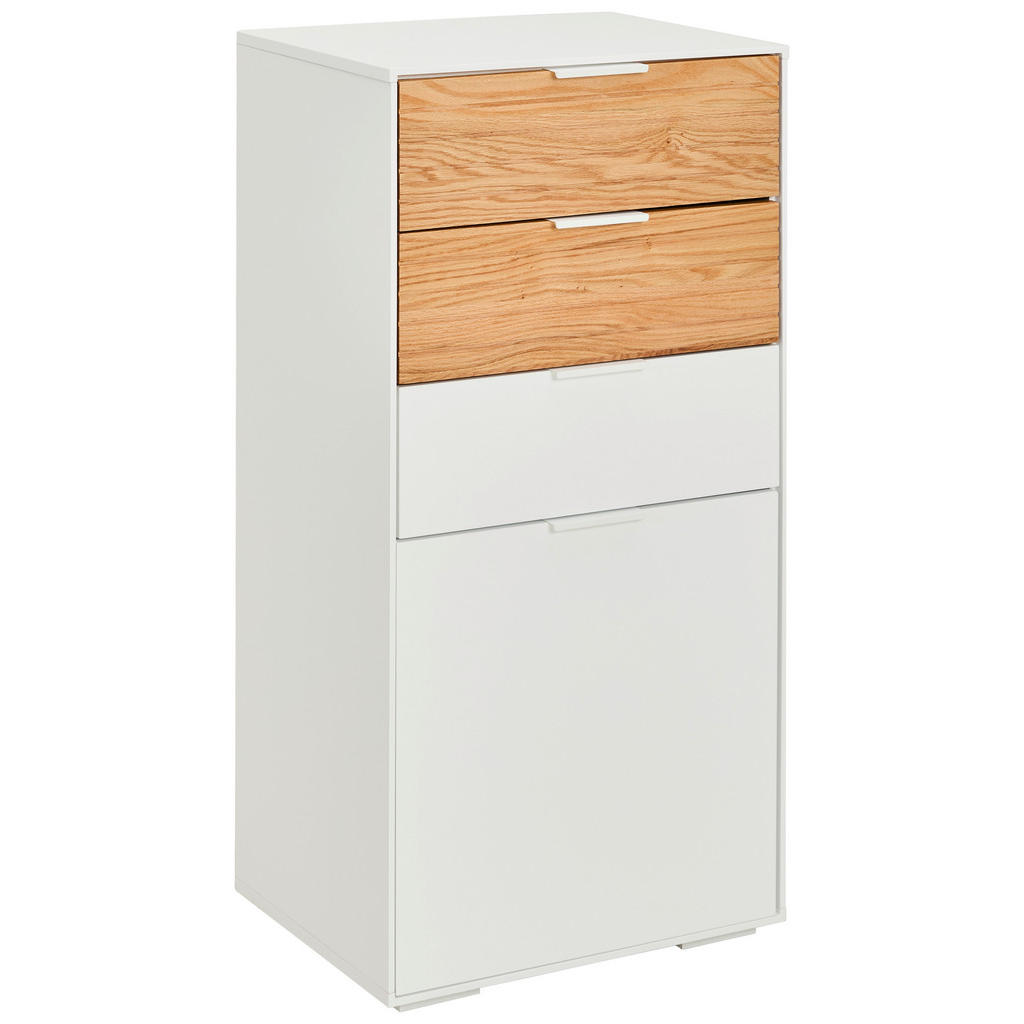 MID.YOU VYSOKÁ KOMODA, dub, bílá, barvy dubu, 52/104/40 cm