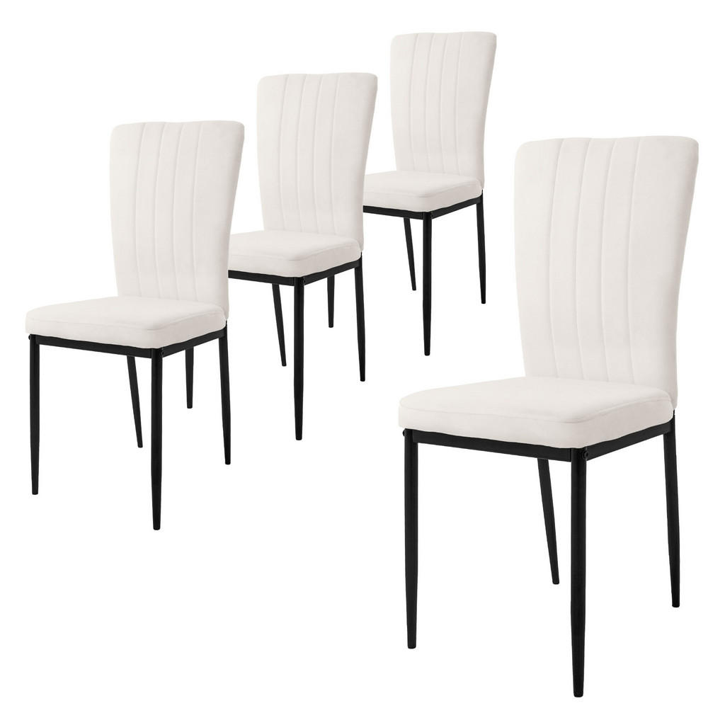 ML-DESIGN JÍDELNÍ ŽIDLE, sada 4 ks, bílý samet