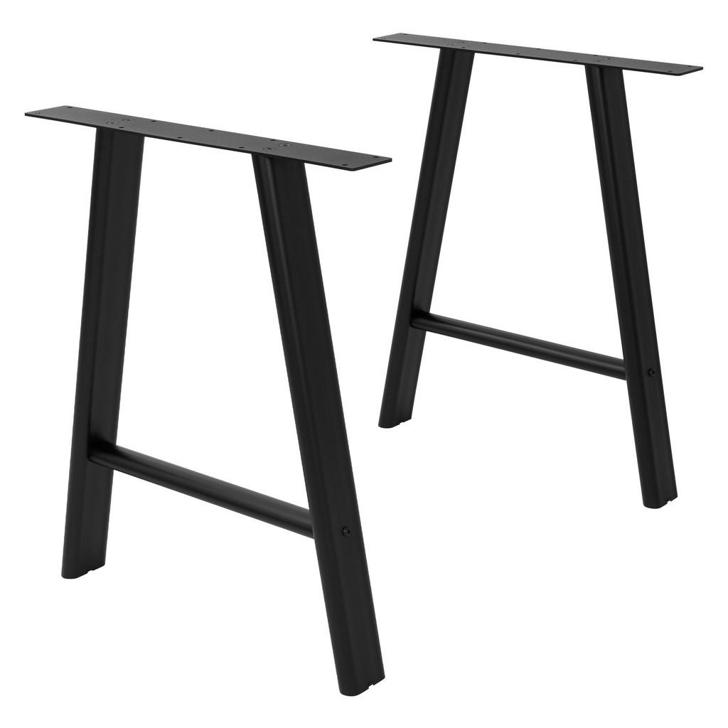 ML-DESIGN NOHY STOLU kovové černé, sada 2 ks, 60 x 72 cm, plochý podstavec ve tvaru písmene A z oceli