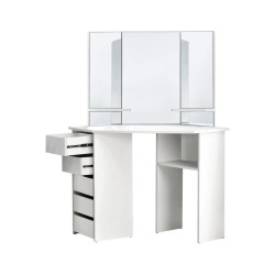 ML-DESIGN ROHOVÝ TOALETNÍ STOLEK 110 cm, bílý, se zrcadlem a 5 zásuvkami