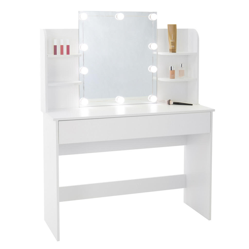 ML-DESIGN TOALETNÍ STOLEK s LED osvětlením 108x40x140 cm bílý z MDF