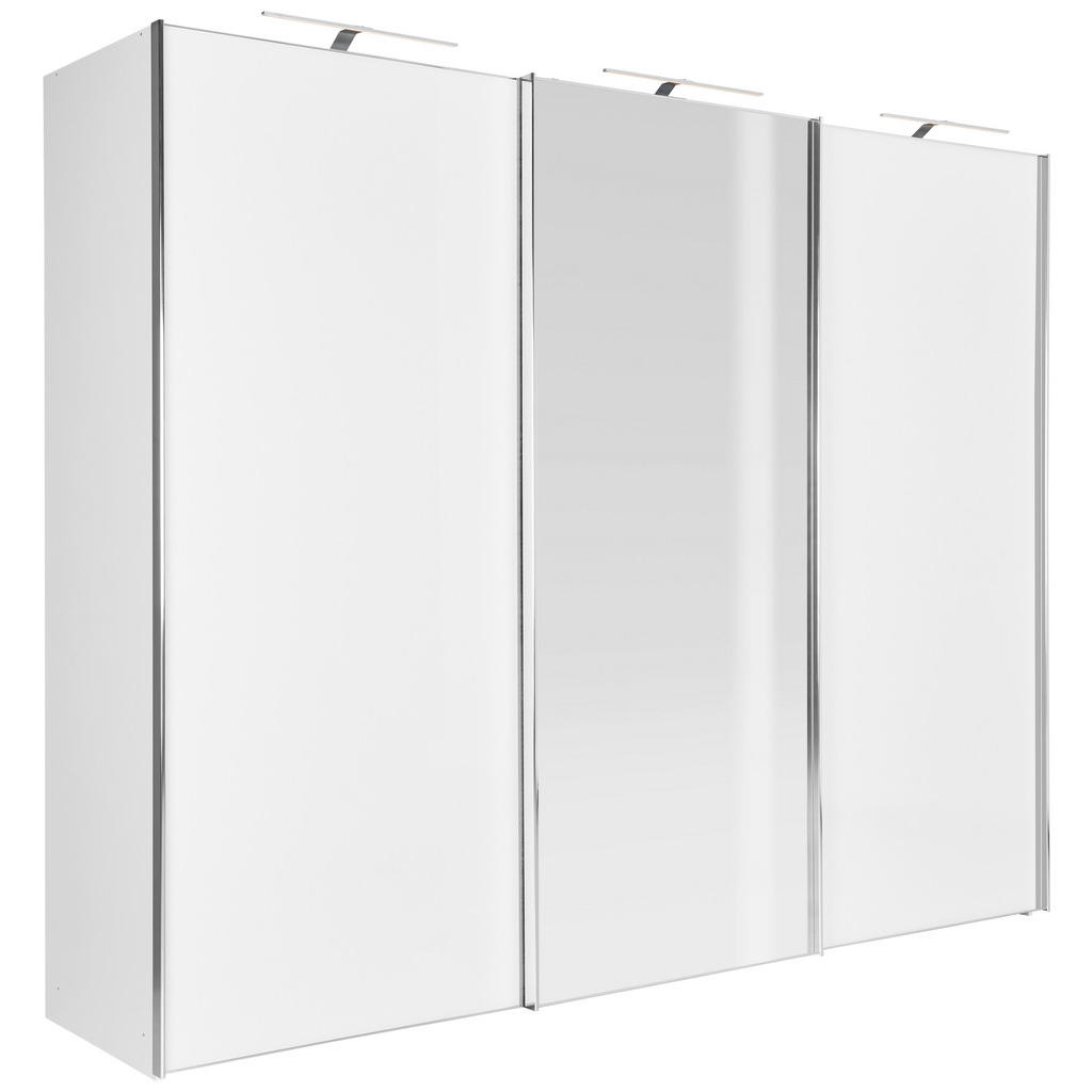 Moderano ŠATNÍ SKŘÍŇ SE ZRCADLEM, bílá, 250/222/68 cm