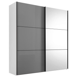 Moderano SKŘÍŇ S POSOUVACÍMI DVEŘMI, bílá, světle šedá, 225/222/68 cm
