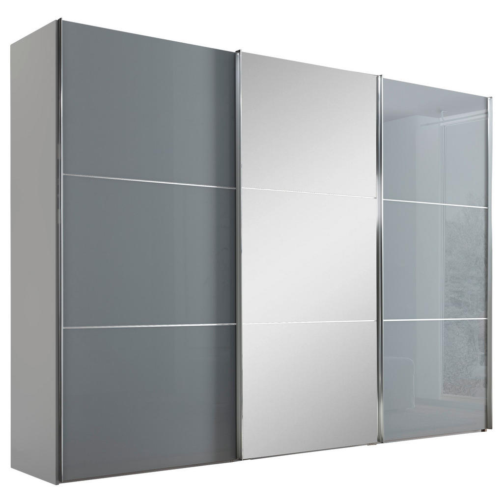 Moderano SKŘÍŇ S POSOUVACÍMI DVEŘMI, bílá, světle šedá, 249/222/68 cm