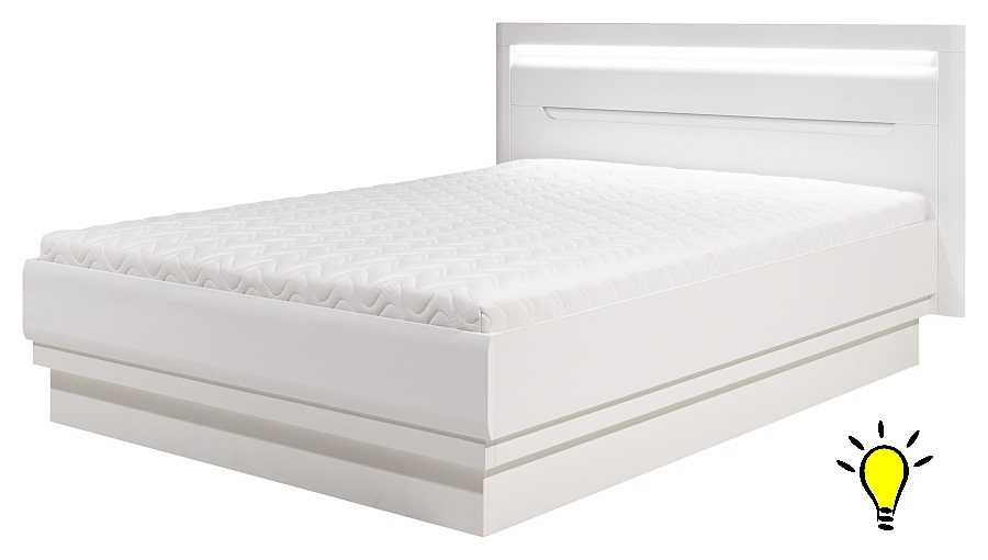 Moderní postel irma 140x200cm s osvětlením - bílá
