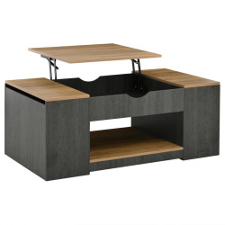 Modfu KONFERENČNÍ stolek z MDF 109,5x43x59,7 cm šedý/hnědý s výškovým nastavením a úložným prostorem