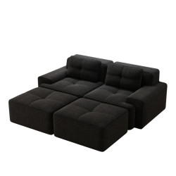 Modfu MODULÁRNÍ pohovka z manšestru 204x177x69 cm černá bez montáže s hlubokým sedem a flexibilním uspořádáním