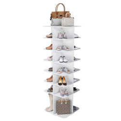 Modfu OTOČNÝ botník z PVC 60x60x184 cm bílý 7patrový s 360° otáčením a zvýšenou spodní částí