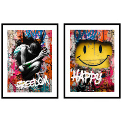 Monee TIŠTĚNÉ OBRAZY NA PLÁTNĚ, abstraktní, lidé, text, 30/40 cm