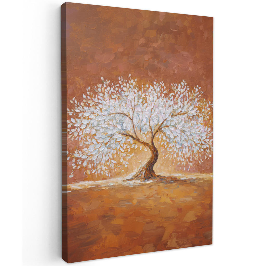 MuchoWow OBRAZ NA PLÁTNĚ Abstraktní - Strom - Bílý - Listy 40x60 cm