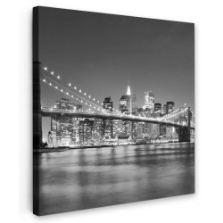 MuchoWow OBRAZ NA PLÁTNĚ New York - Most - Brooklyn - Černobílý - Architektura 20x20 cm