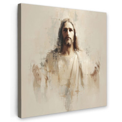 MuchoWow OBRAZ NA PLÁTNĚ Portrét - abstraktní - Ježíš - béžový 20x20 cm
