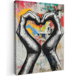 MuchoWow OBRAZ NA PLÁTNĚ Ruce - Srdce - Street art - Graffiti 60x80 cm
