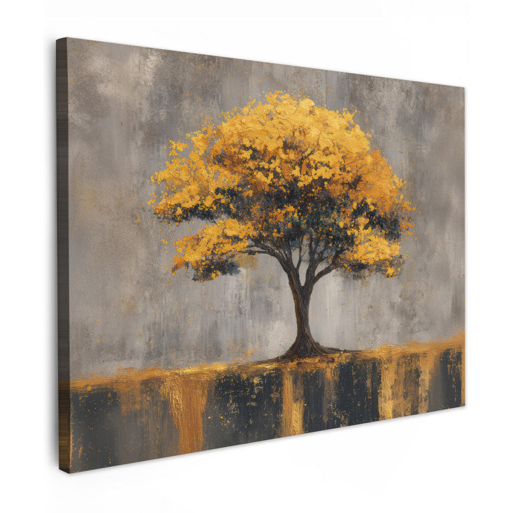 MuchoWow OBRAZ NA PLÁTNĚ Strom - listy - zlaté - abstraktní 40x30 cm