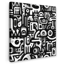 MuchoWow OBRAZ NA PLÁTNĚ Symboly - abstraktní - grafické - černé 20x20 cm