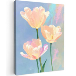 MuchoWow OBRAZ NA PLÁTNĚ Tulipány - růžové akcenty - modré 30x40 cm
