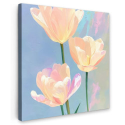 MuchoWow OBRAZ NA PLÁTNĚ Tulipány - růžové akcenty - modré 50x50 cm