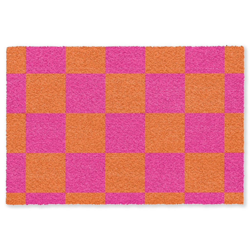 MuchoWow ROHOŽKA Šachovnicový potisk - Oranžová - Růžová - Bloky 180x120 cm