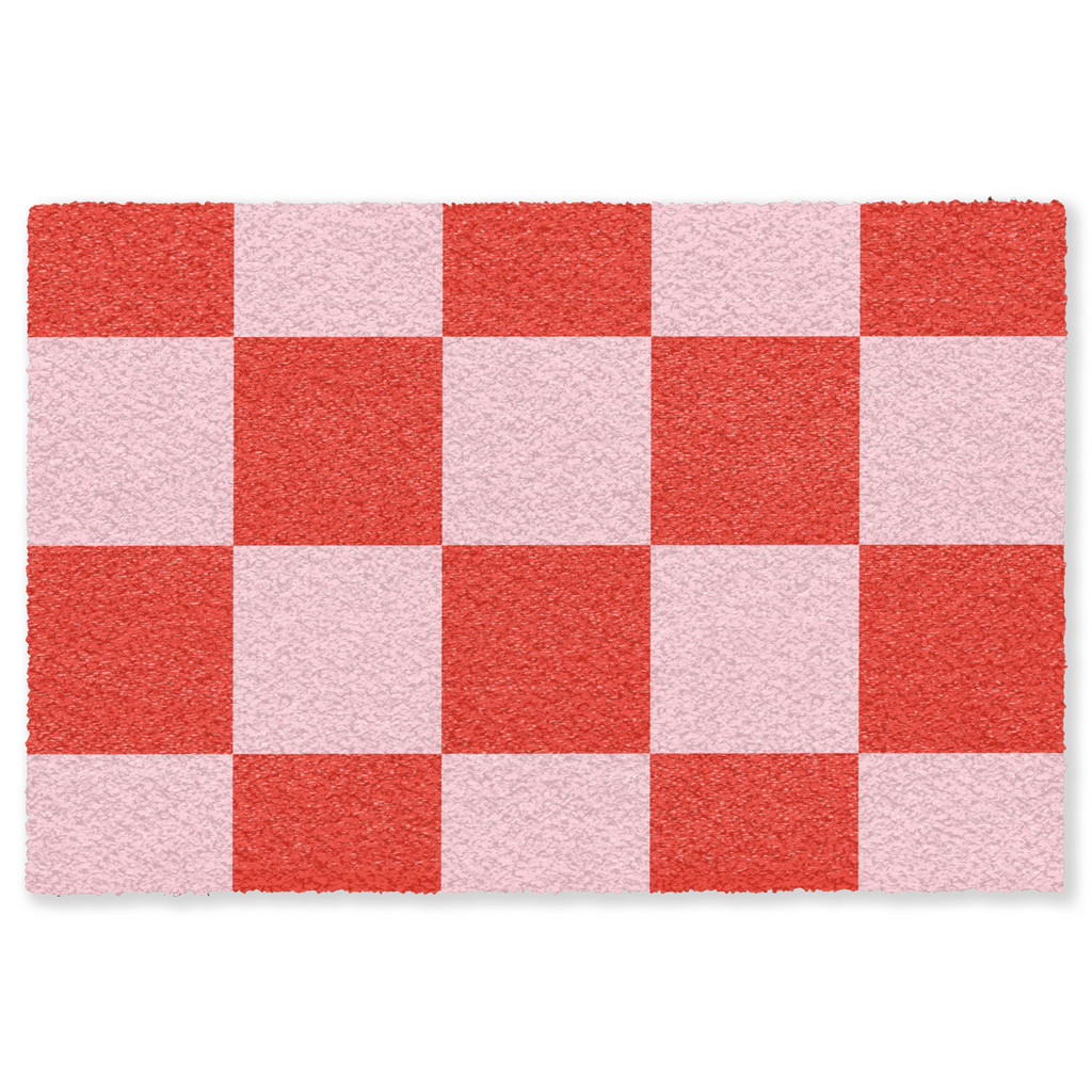 MuchoWow ROHOŽKA Šachovnicový vzor - červená - růžová - kostky 180x120 cm