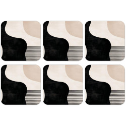 MuchoWow SADA 6 PODTÁCKŮ POD SKLENIČKY Abstraktní - Japonské - Béžové - Moderní 10x10 cm