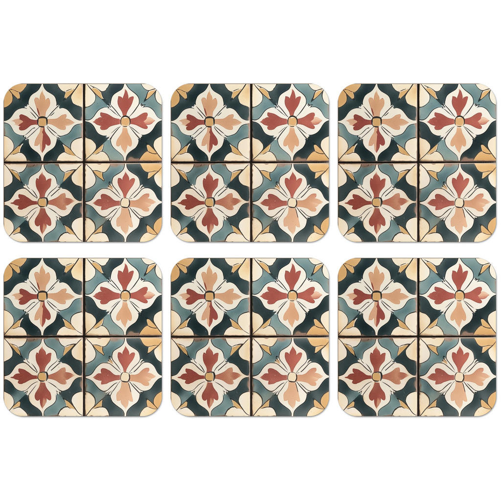 MuchoWow SADA 6 PODTÁCKŮ POD SKLENIČKY Dekorace - Dlaždice - Španělština - Vintage 10x10 cm