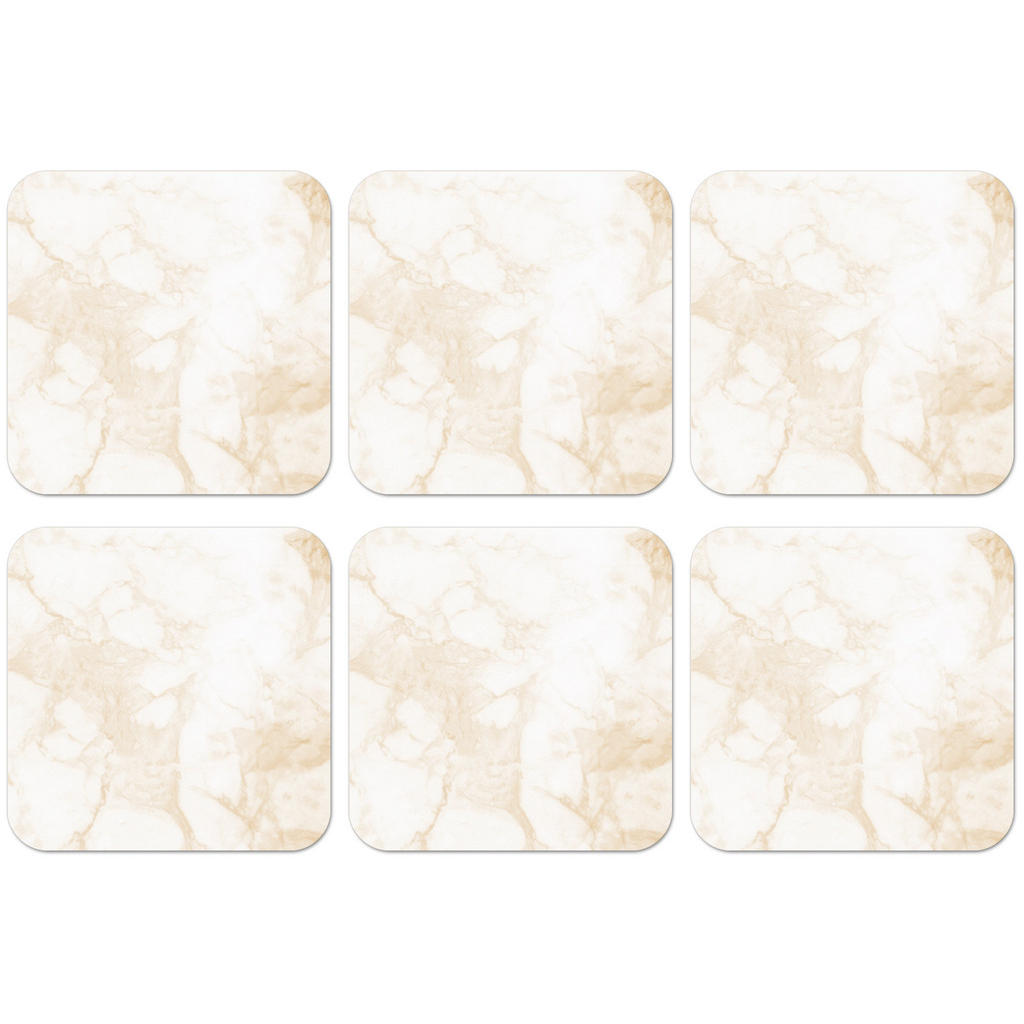 MuchoWow SADA 6 PODTÁCKŮ POD SKLENIČKY Mramor - Bílá - Zlatá - Luxusní 10x10 cm