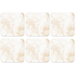 MuchoWow SADA 6 PODTÁCKŮ POD SKLENIČKY Mramor - Bílá - Zlatá - Luxusní 10x10 cm