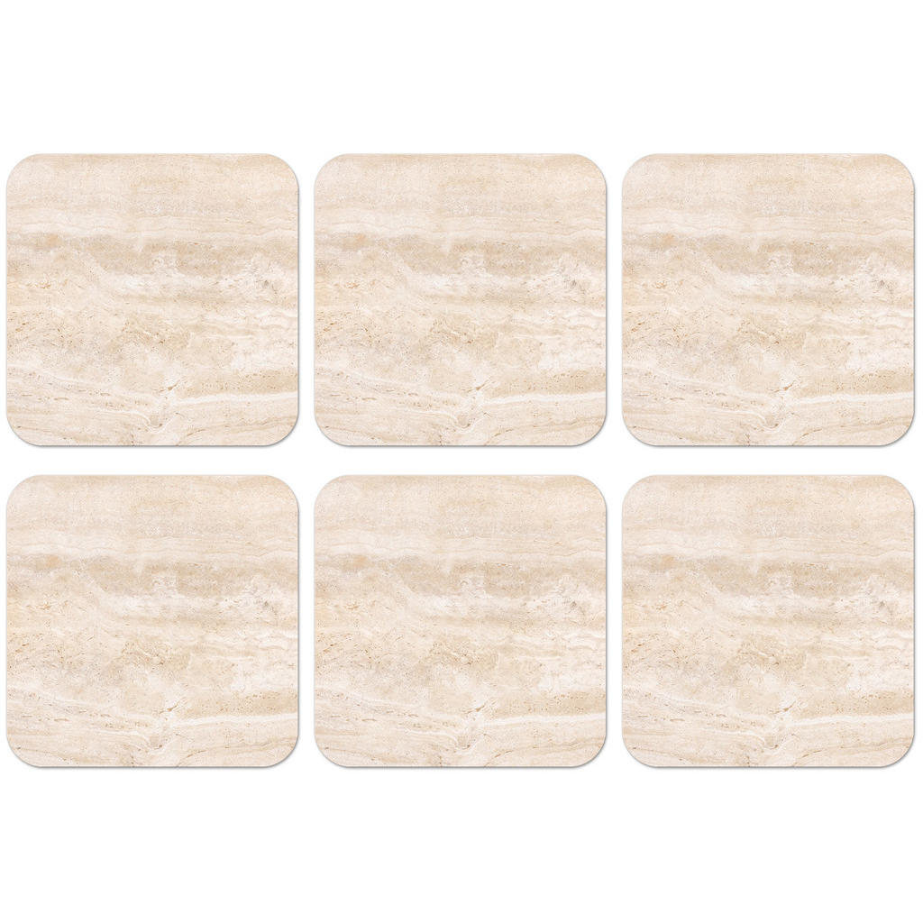 MuchoWow SADA 6 PODTÁCKŮ POD SKLENIČKY Mramor - Kameny - Písek - Textura 10x10 cm