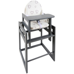 My Baby Lou KOMBINOVANÁ VYSOKÁ ŽIDLE, buk, šedá