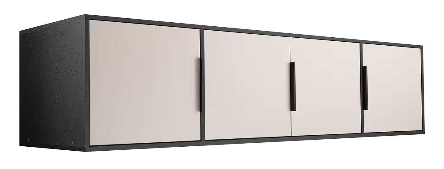 Nástavec na skříň Lati D4 Barva korpusu: Černá, Rozměry: D4 - 196 cm, Dveře: Kašmír