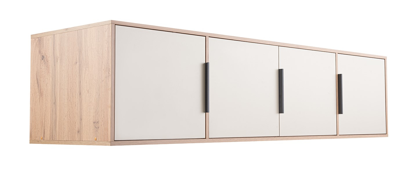 Nástavec na skříň Lati D4 Barva korpusu: Dub wotan, Rozměry: D4 - 196 cm, Dveře: Kašmír