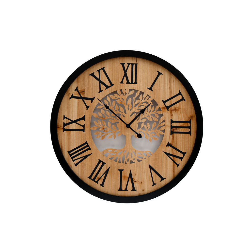 NÁSTĚNNÉ HODINY, hnědá, černá, 60 cm