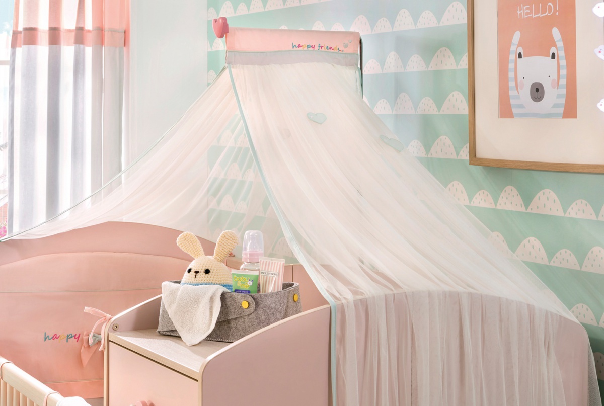 Nebesa nad postýlku heart - růžová