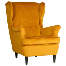 Niels Andersson KŘESLO UŠÁK, dřevo, textil, karton, kompozitní dřevo, žlutá